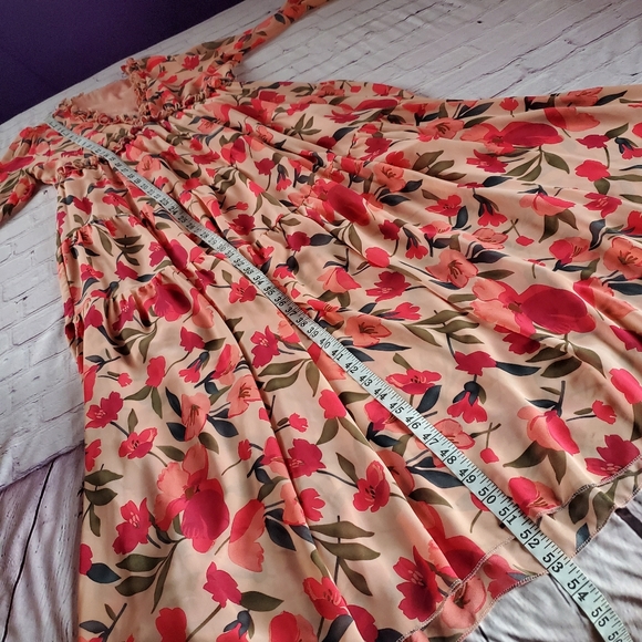 Shein Floral Maxi Dress Pleated Edges Layered Chiffon Evening Cocktail Medium - Picture 11 of 11